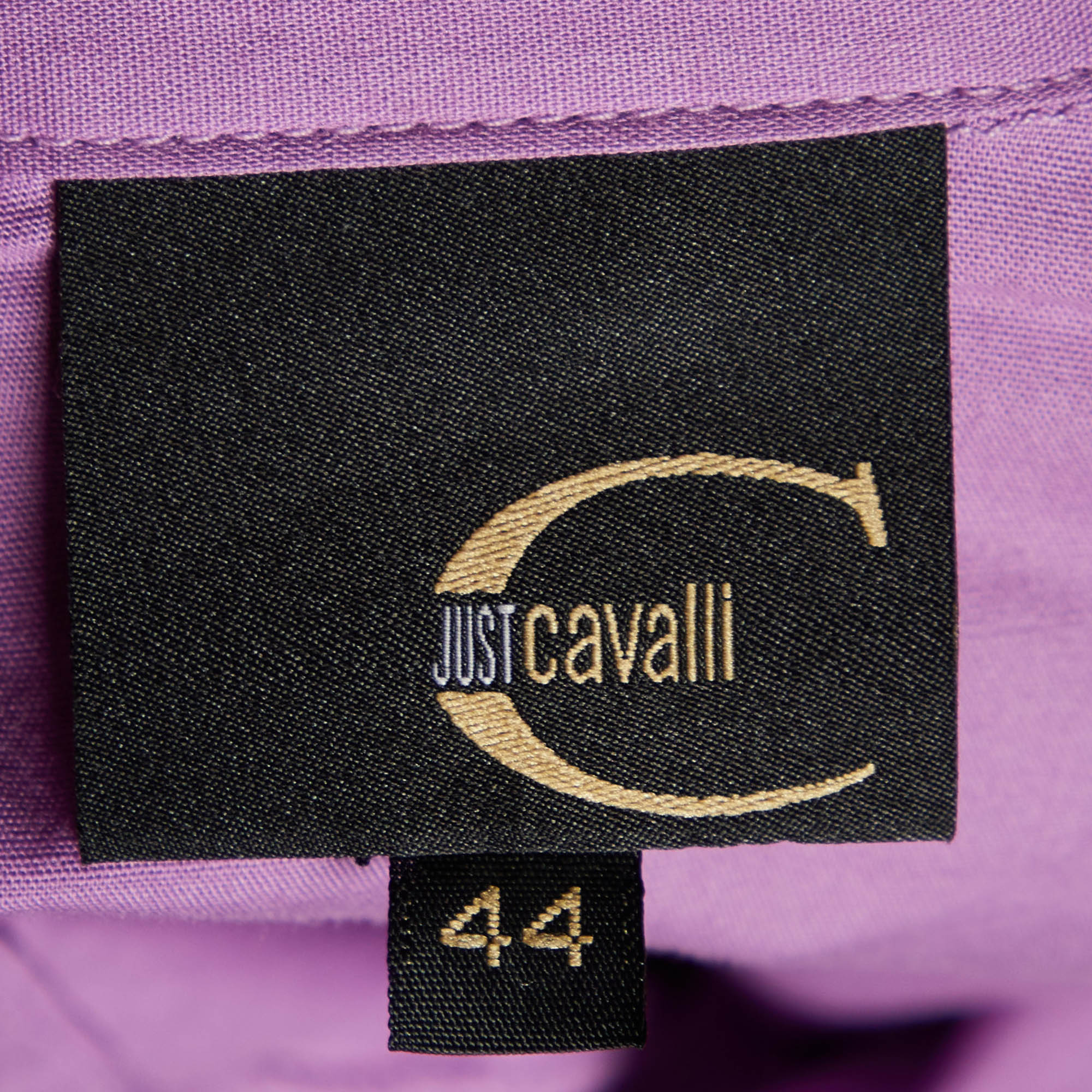 Just Cavalli Purple Cotton Tie Detail Shirt M