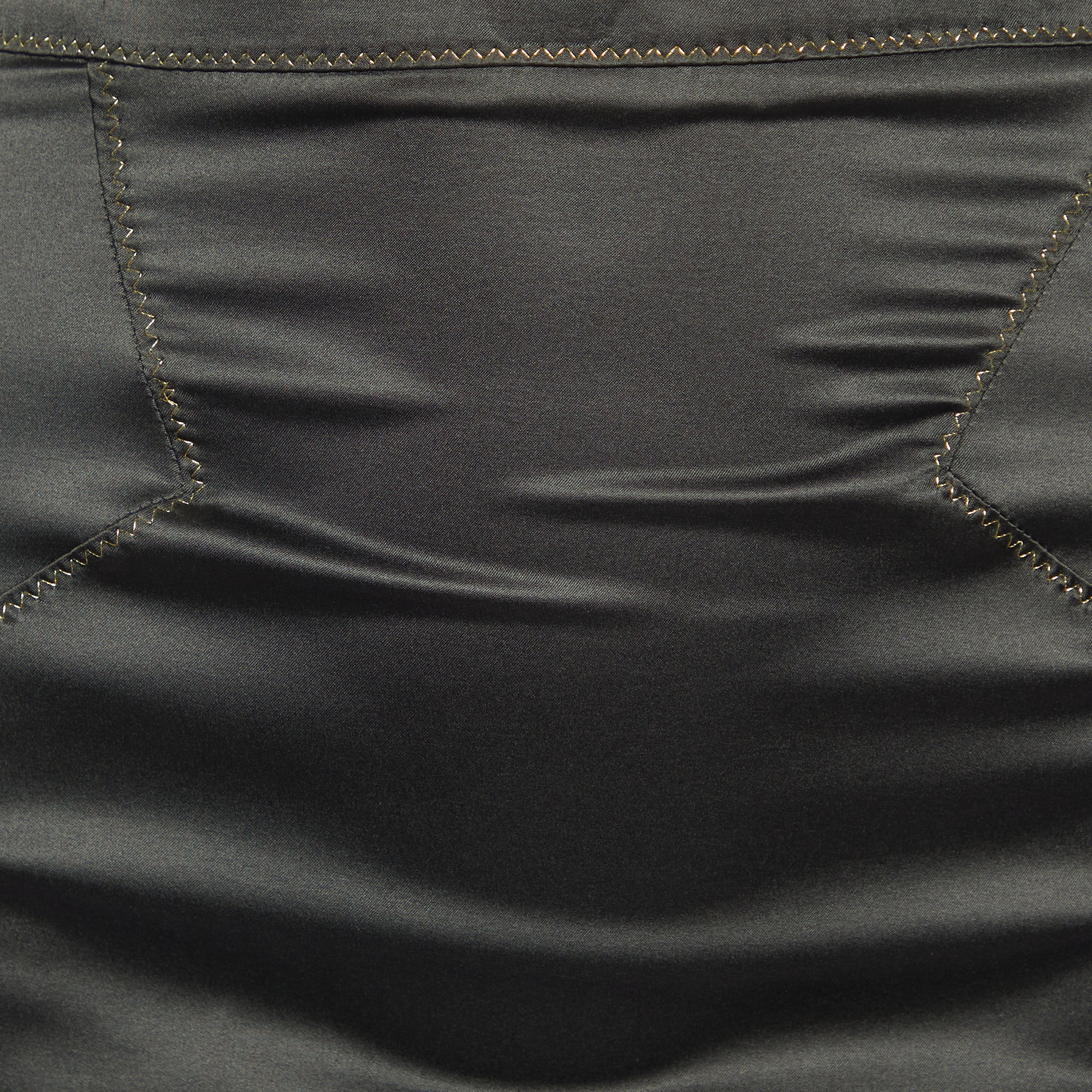 Just Cavalli Black Satin Contrast Detail Skirt M