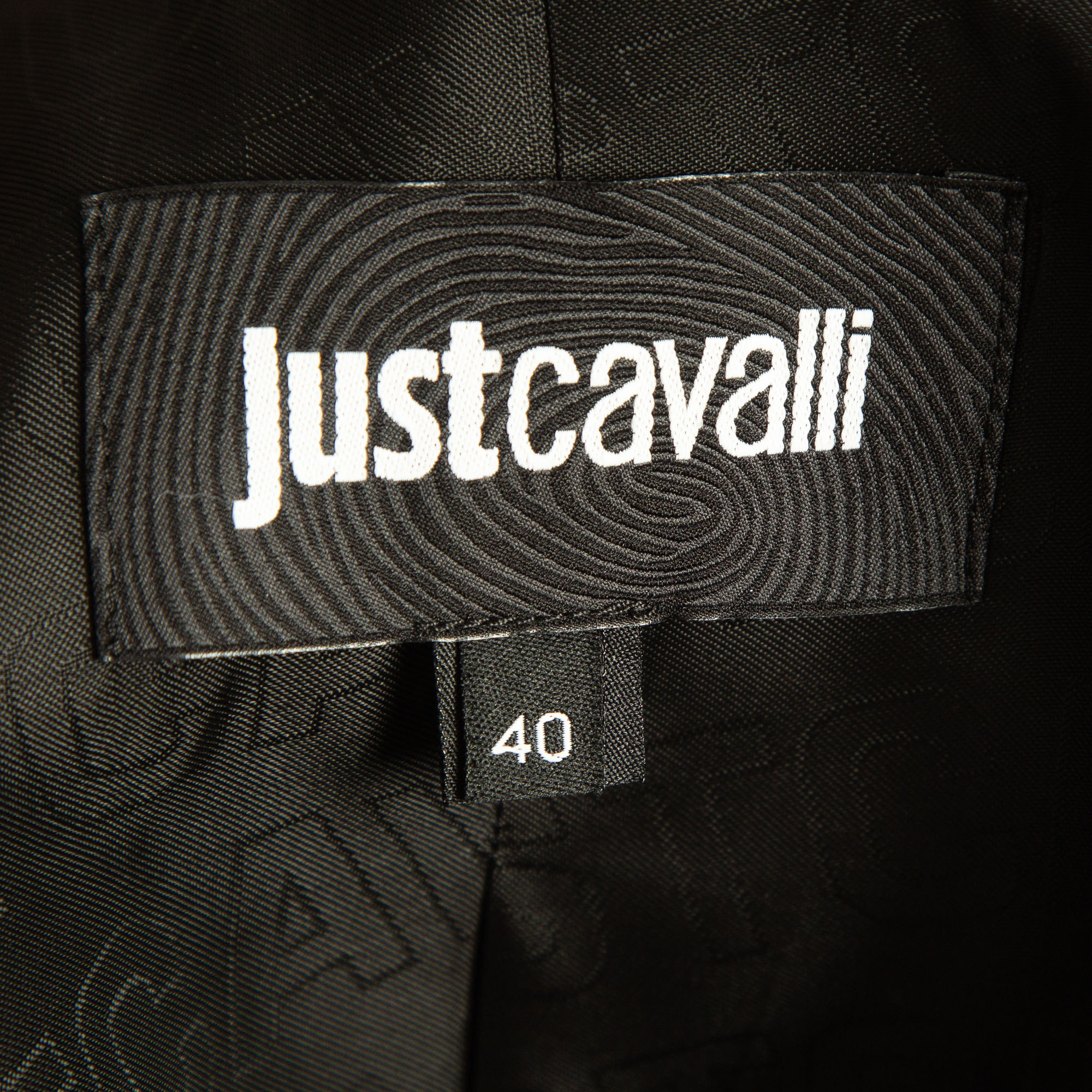 Just Cavalli Black Brocade Satin Trimmed Blazer S