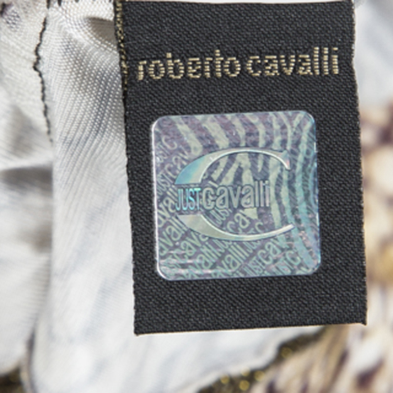 Just Cavalli Brown Animal Printed Knit Top L