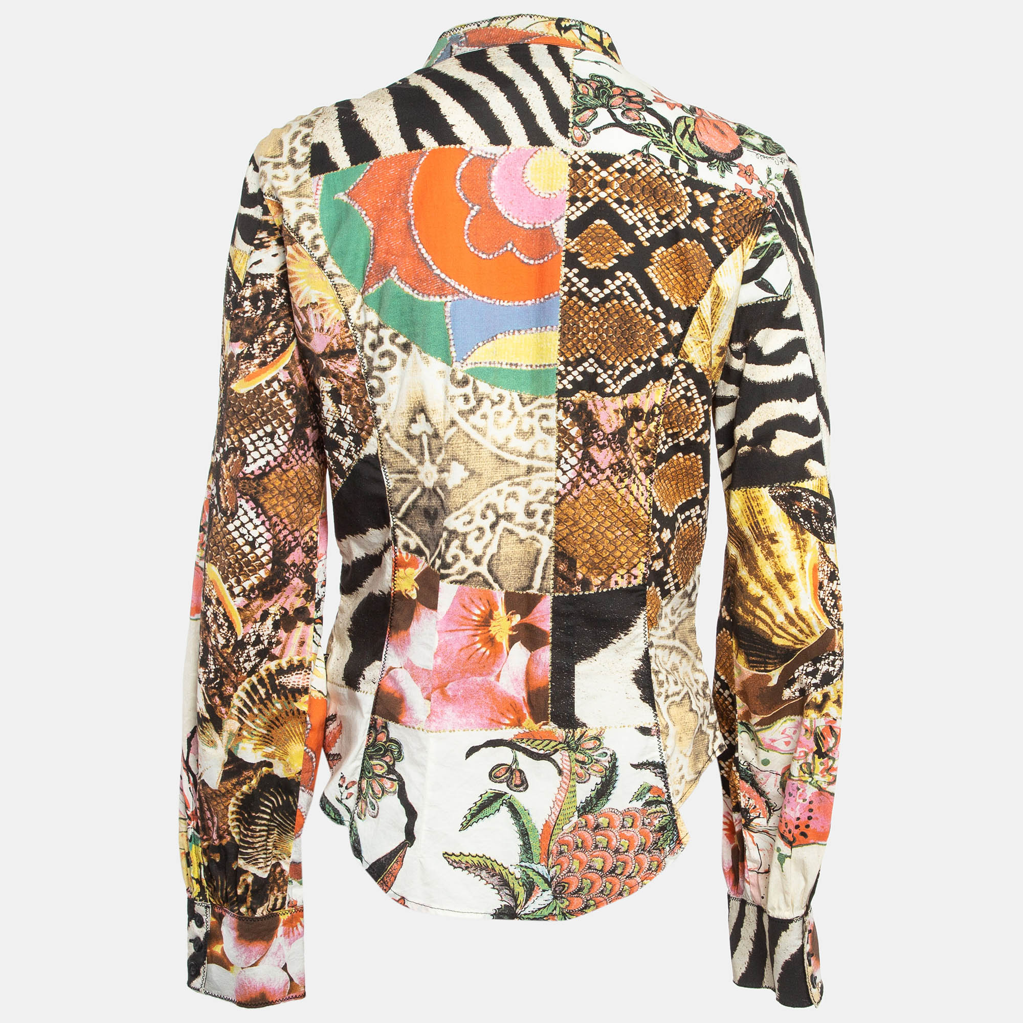 Just Cavalli Multicolor Printed Cotton Blend Shirt M