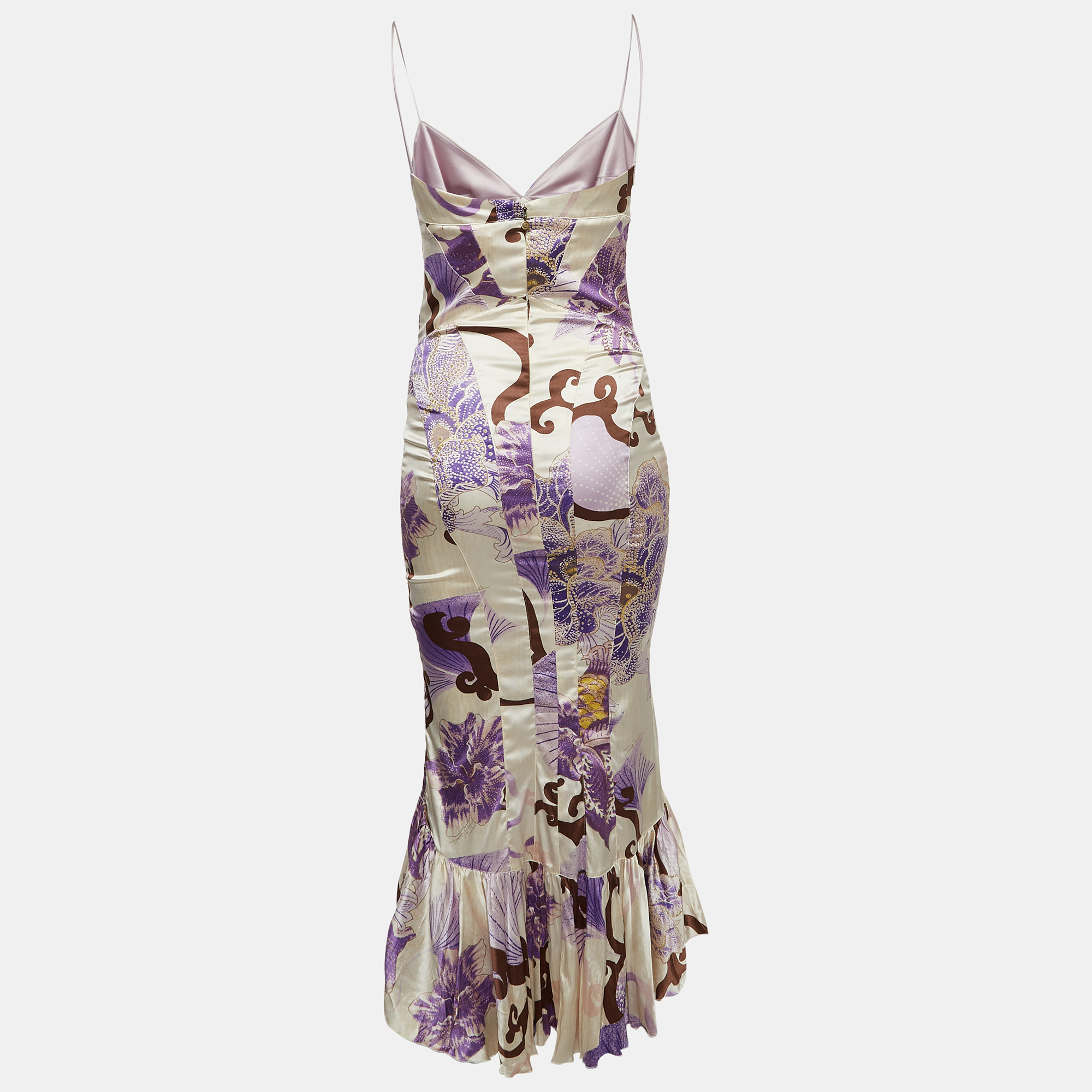 Just Cavalli White Floral Print Sleeveless Midi Dress L