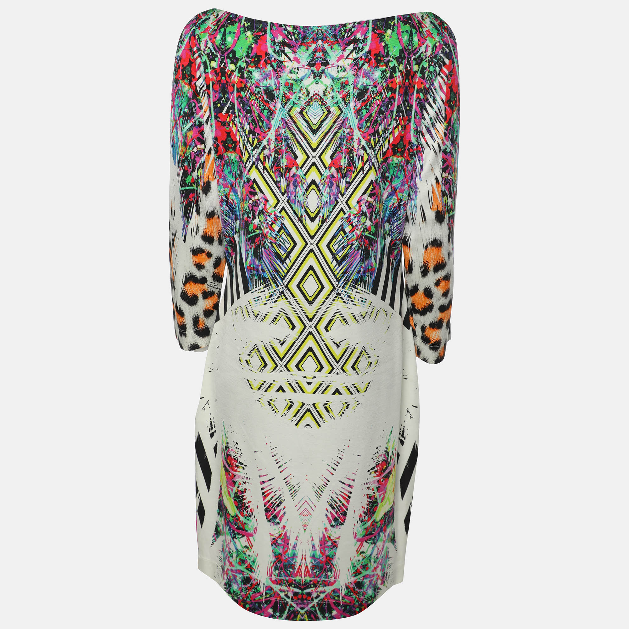 Just Cavalli Multicolor Viscose Blend Midi Dress XL