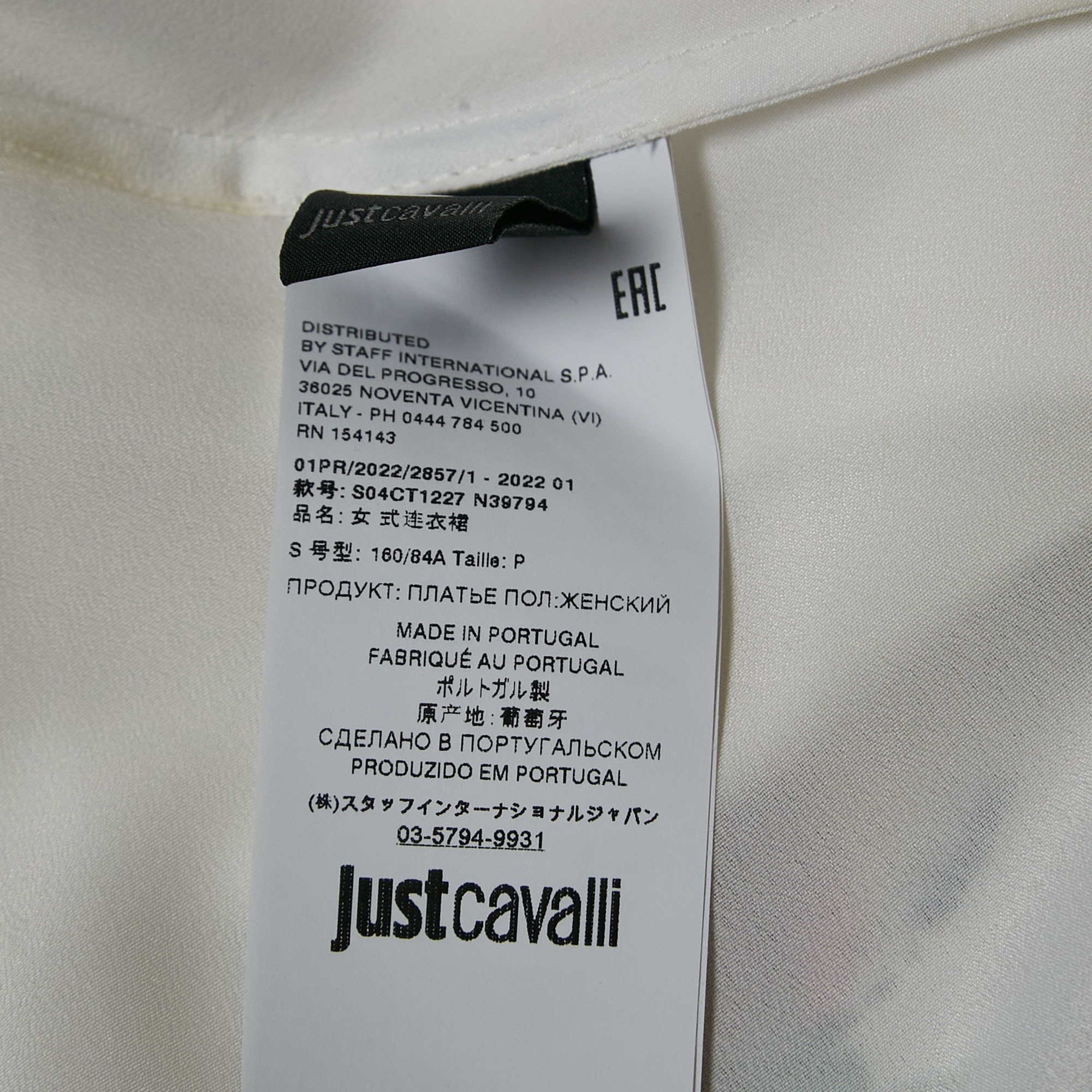 Just Cavalli White Printed Crepe Kaftan Mini Dress S