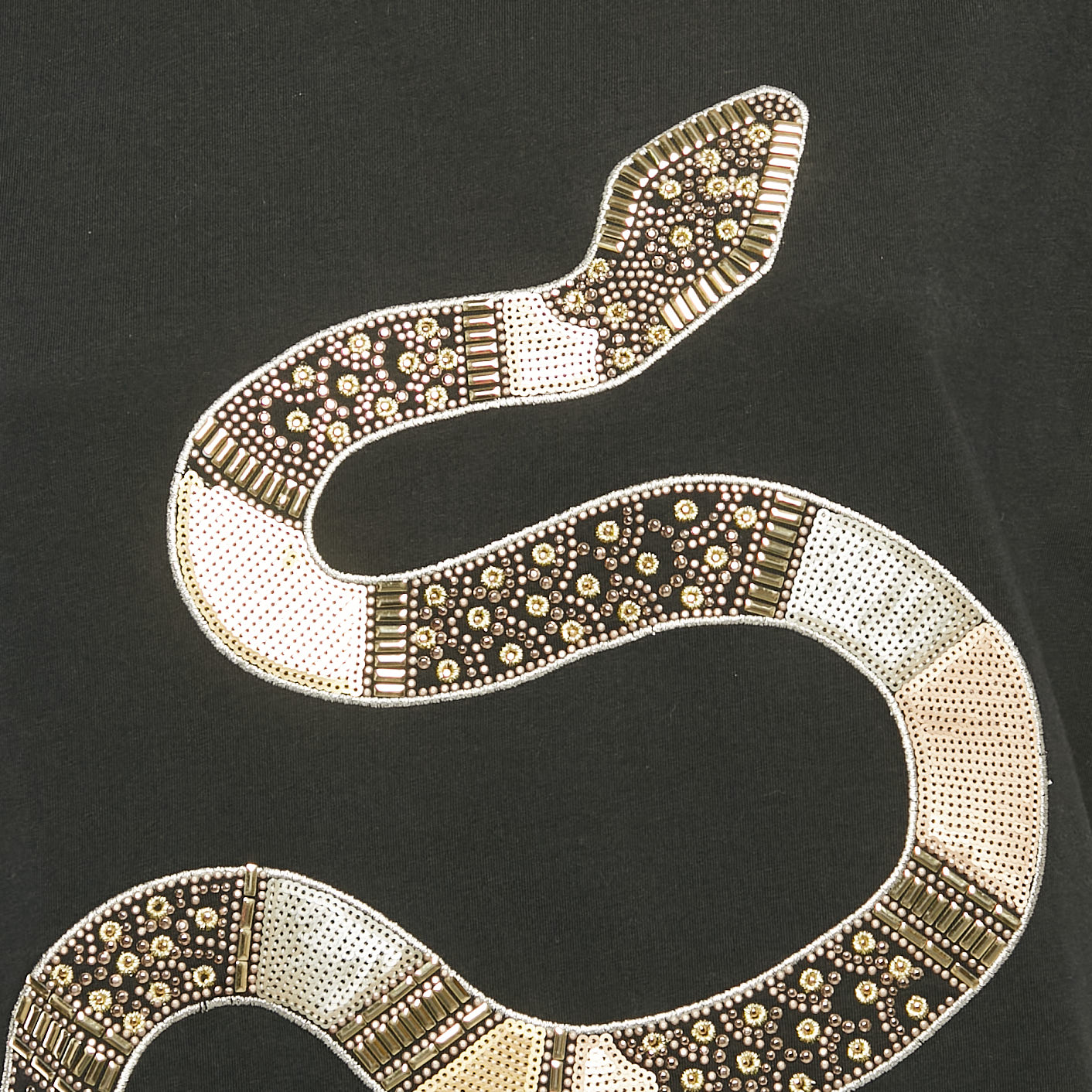 Just Cavalli Black Snake Motif Embellished Jersey T-Shirt L