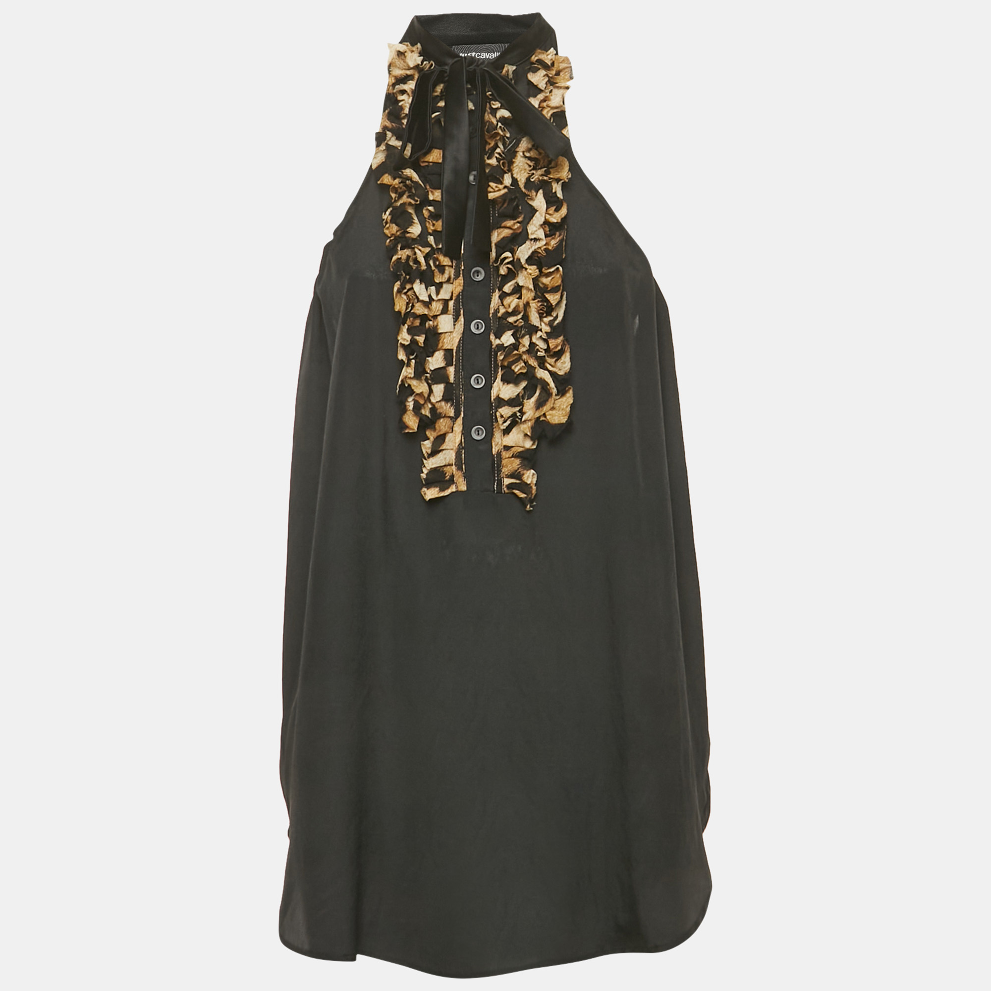 Chiffon Frilled Sleeveless Top M - Just Cavalli - Modalova