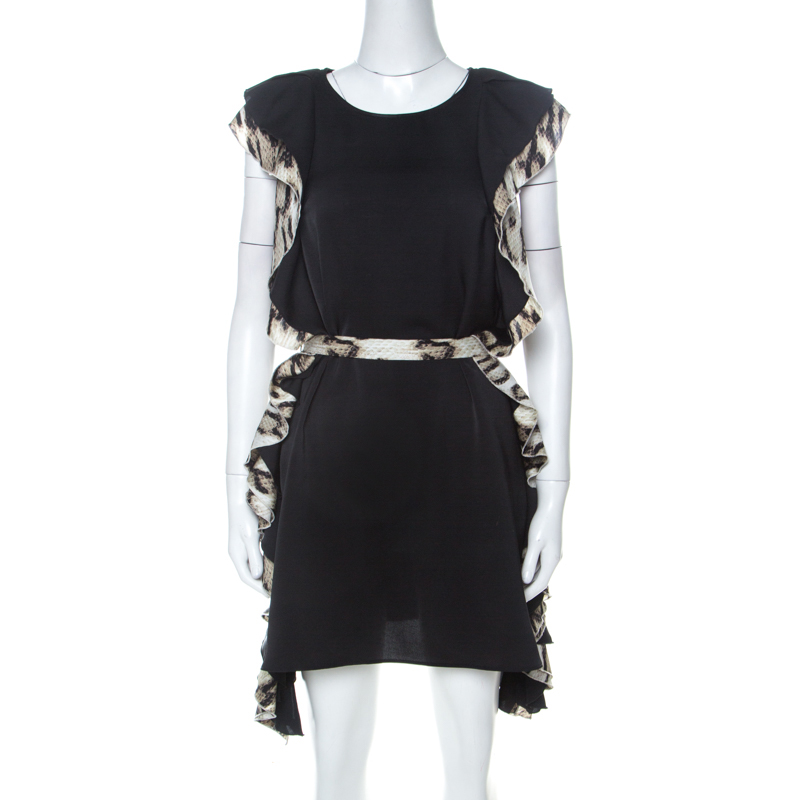Image of Just Cavalli Black Layered Ruffle Trim Cocktail Dress S