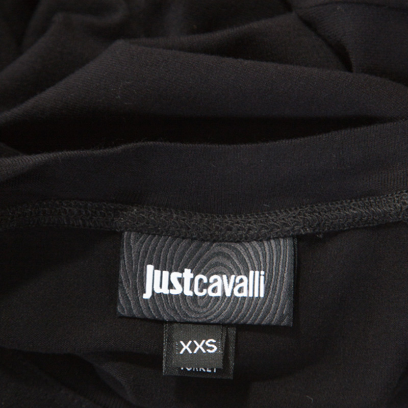 Just Cavalli Black Logo Print Jersey Oversized T-shirt XXS