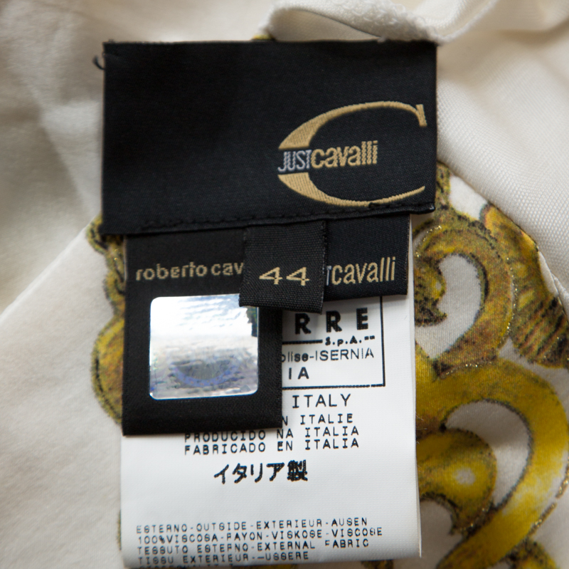 Just Cavalli Multicolor Printed Silk Neck Tie Detail Top M