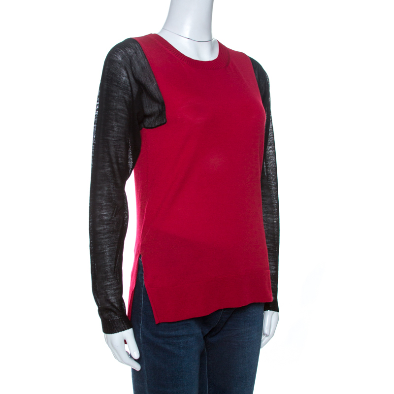 

Just Cavalli Bicolor Wool Knit Sweater, Red