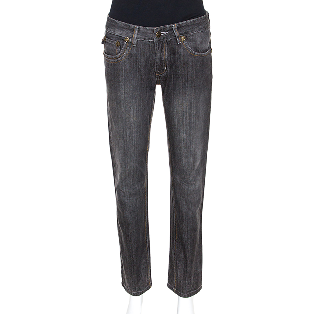 Image of Just Cavalli Black Medium Wash Denim Straight Leg Jeans M