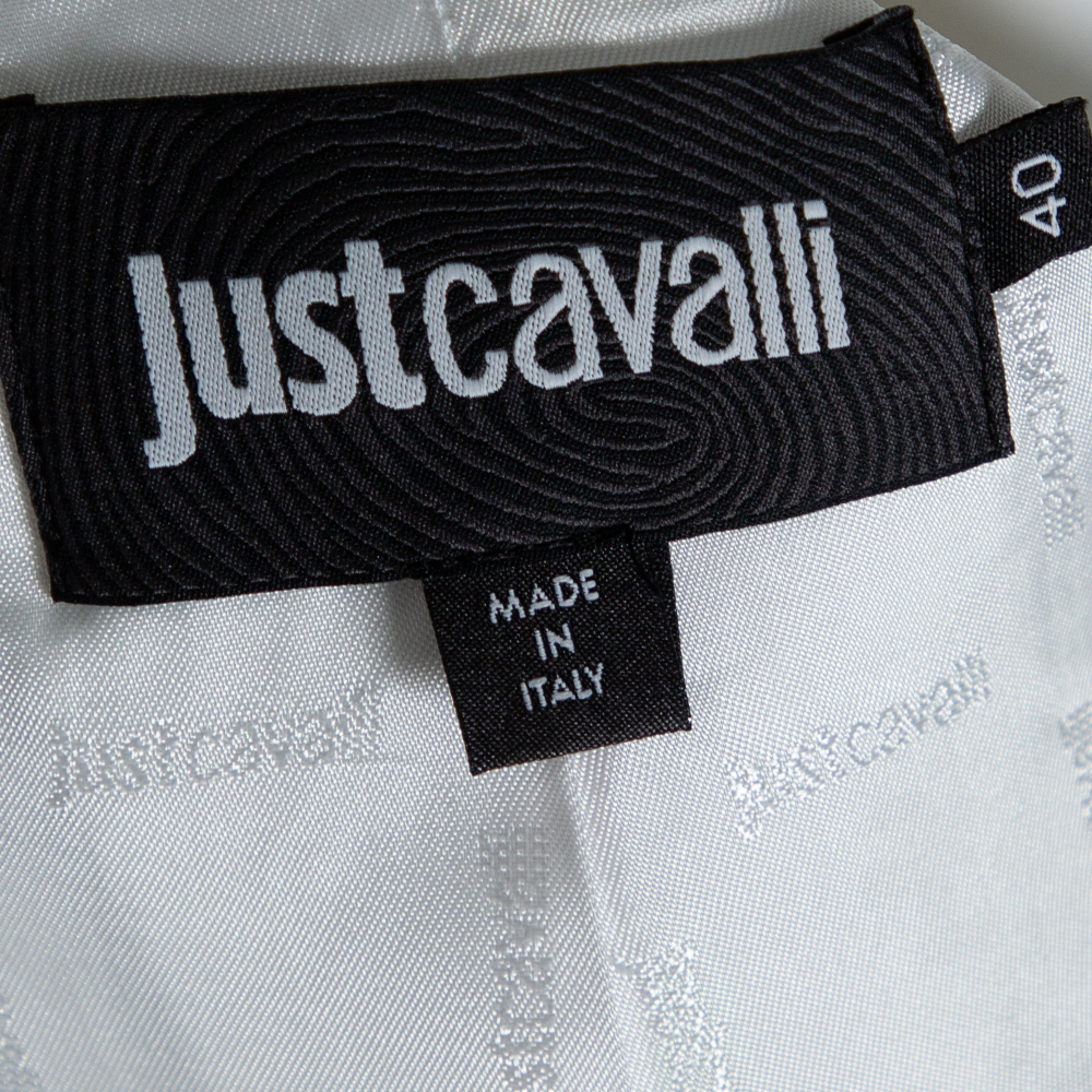 Just Cavalli Multicolor Abstract Nylon Blend Print Crop Top Blazer S