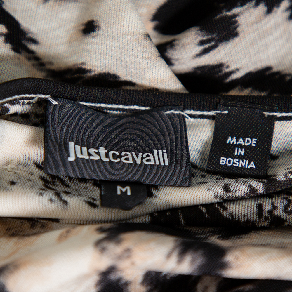 Just Cavalli Multicolor Abstract Printed Knit Tie Detail Mini Dress M