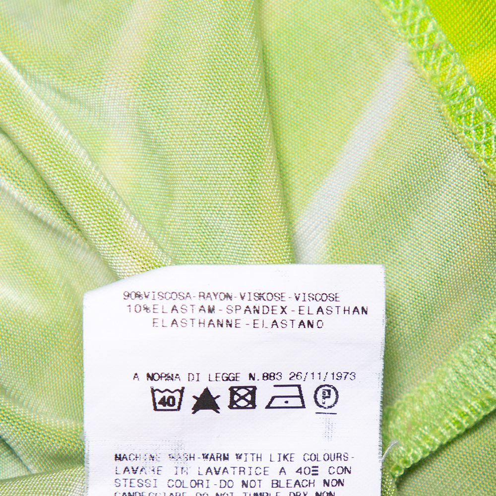 Just Cavalli Green Leaf Printed Knit Scoop Neck Sheath Dress M
