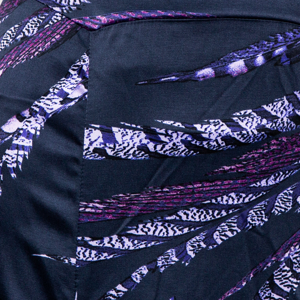 Just Cavalli Purple Printed Satin Flared Maxi Skirt M