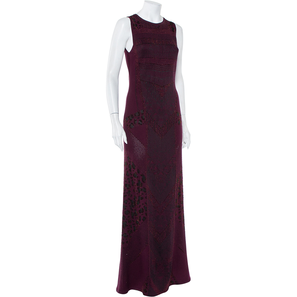 

Just Cavalli Magenta Lurex Knit Fitted Maxi Dress, Purple
