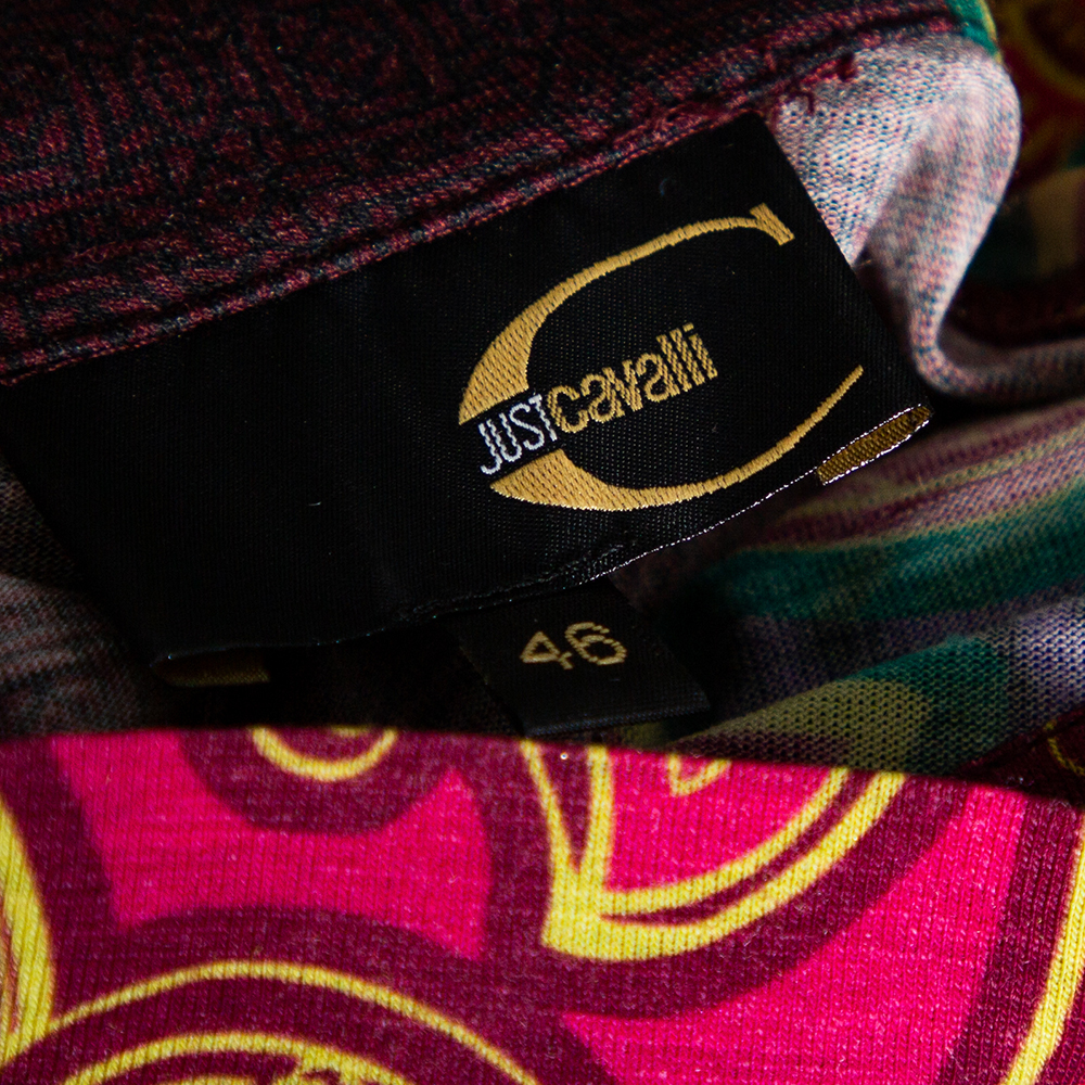Just Cavalli Brown Printed Wool Knit Shift Dress L