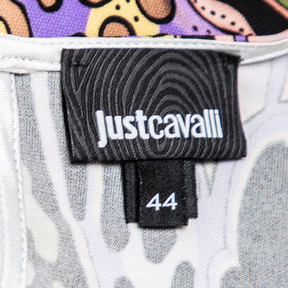 Just Cavalli Multicolored Printed Silk Knit Sleeveless Top M