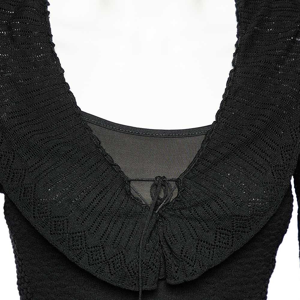 Just Cavalli Black Perforated Knit Top M
