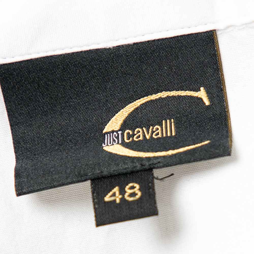 Just Cavalli White Cotton Paneled Button Front Shirt L
