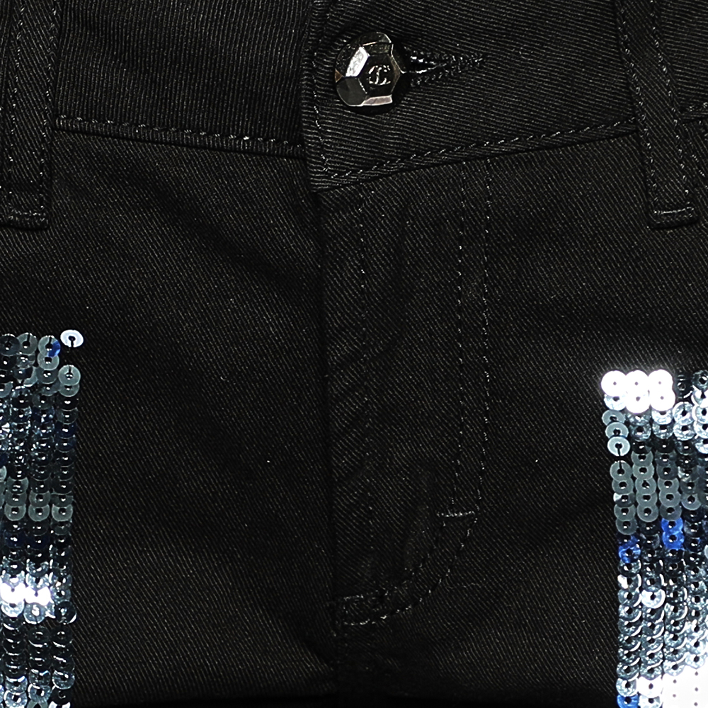Just Cavalli Black Denim Sequin Embellished Jeans M