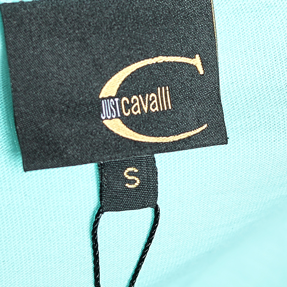 Just Cavalli Blue Logo Printed Cotton Short Sleeve T-Shirt S