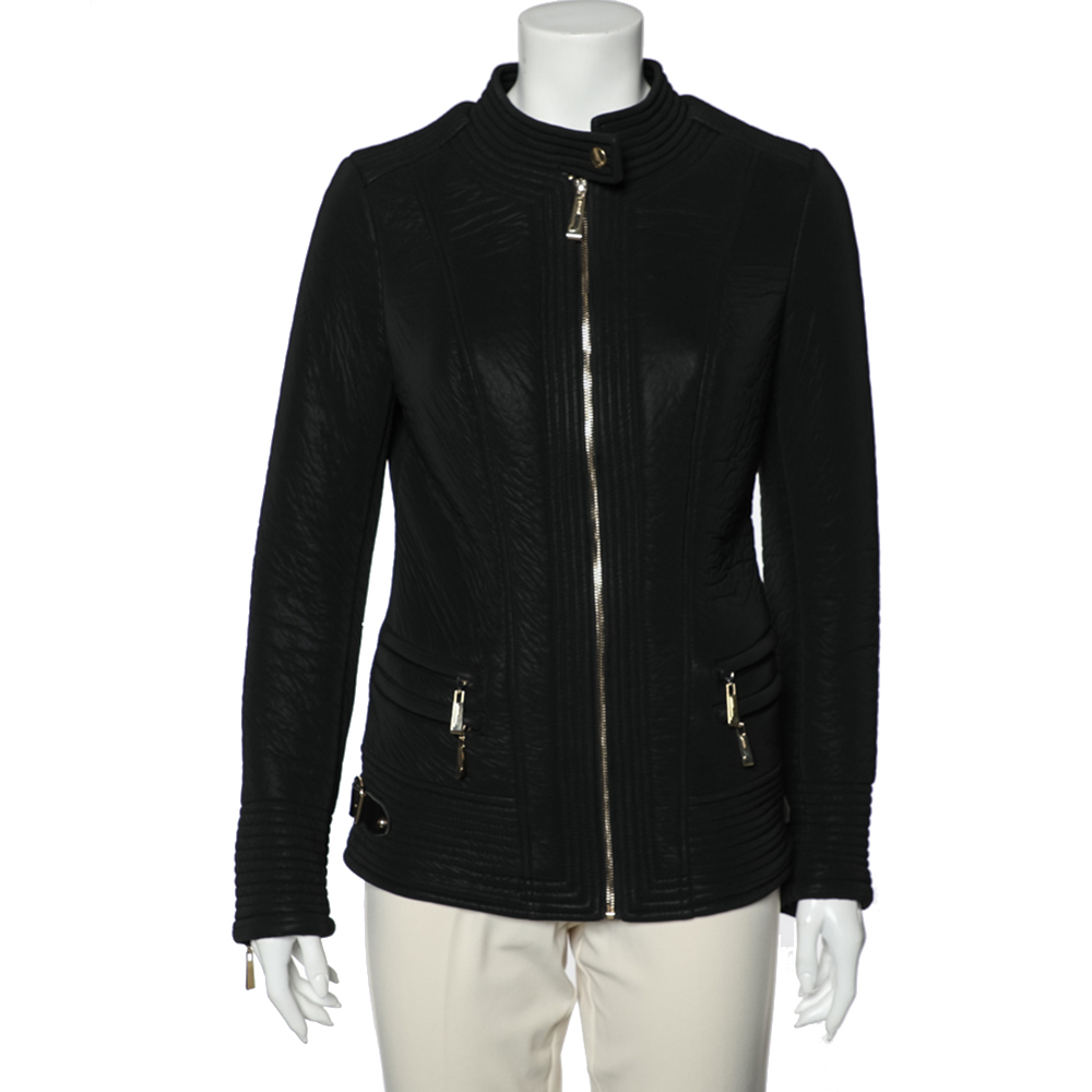 Just cavalli black synthetic quilted jacket m