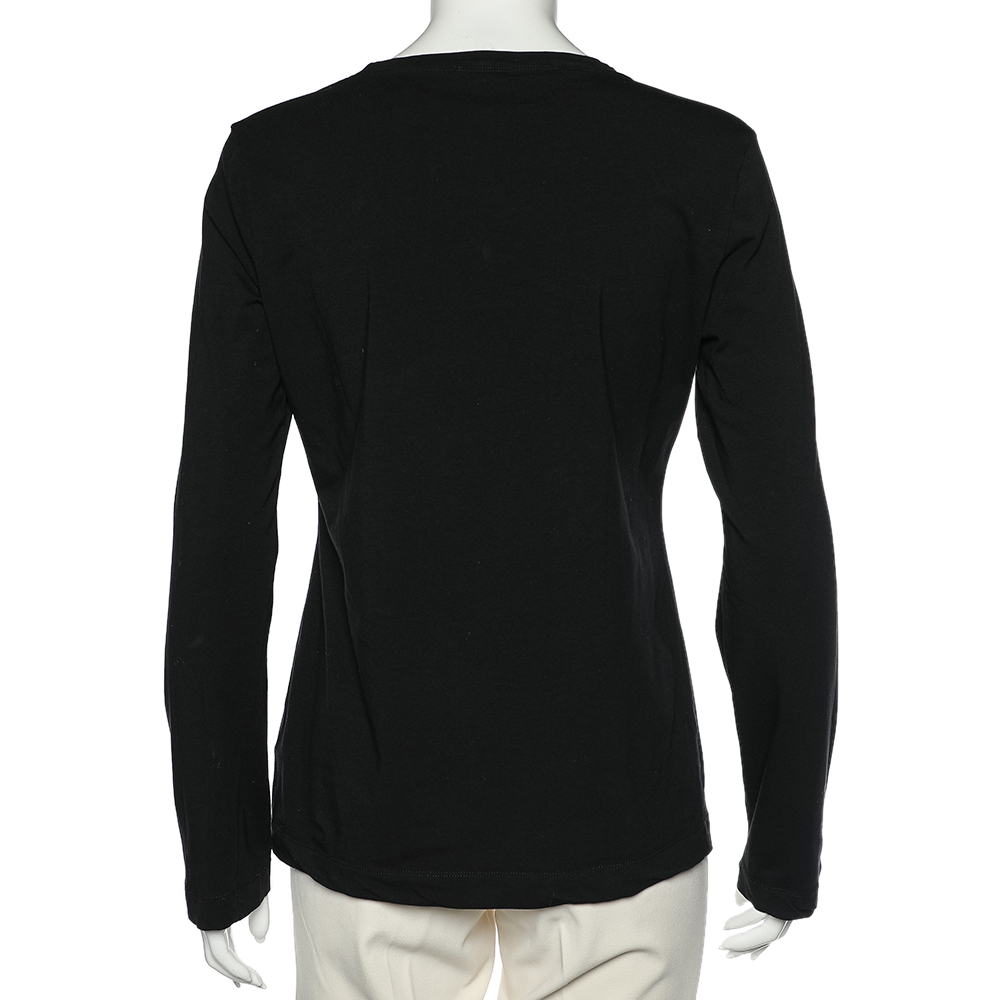 Just Cavalli Black Printed Cotton Knit Long Sleeve T-Shirt XL