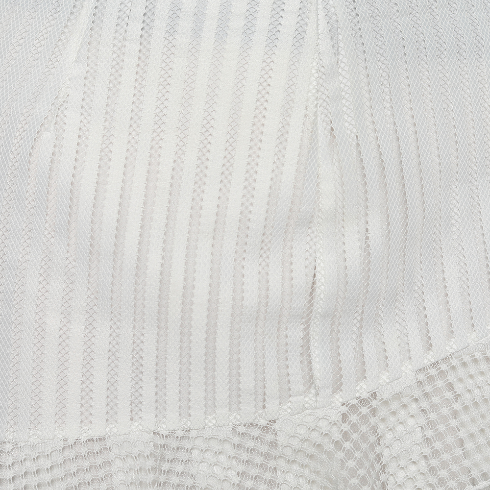 Just Cavalli White Lace Overlay Ruffle Tiered Skirt S