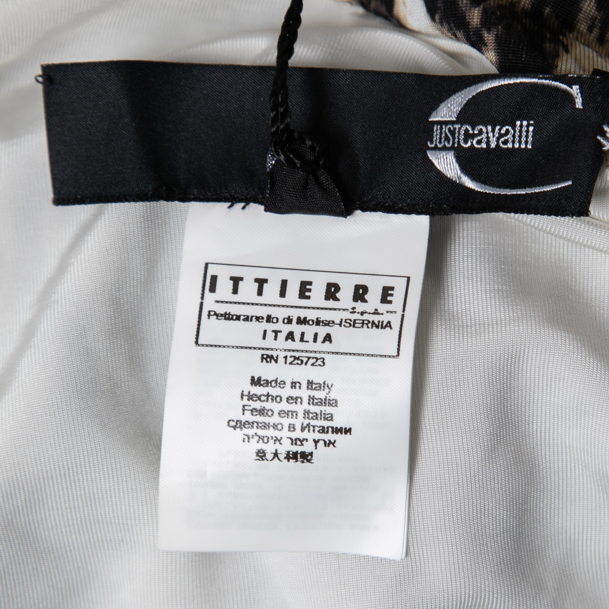 Just Cavalli Multicolor Snakeskin Print Jersey Draped Mini Skirt M