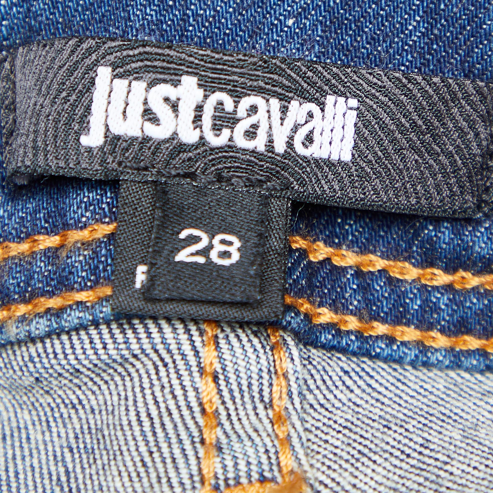 Just Cavalli Denim Skinny Leg Distressed Jeans M