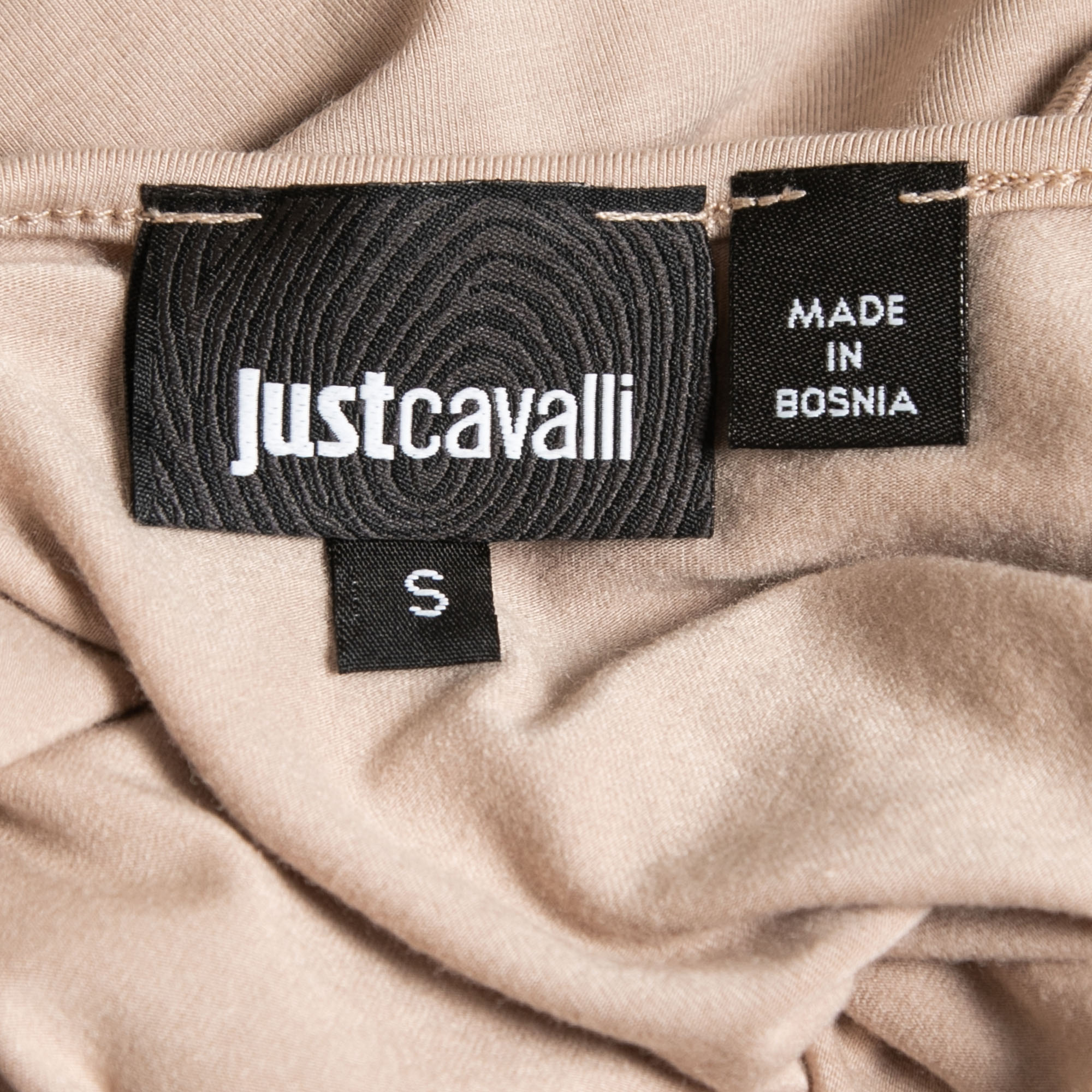 Just Cavalli Beige Printed Jersey Sleeveless Top S