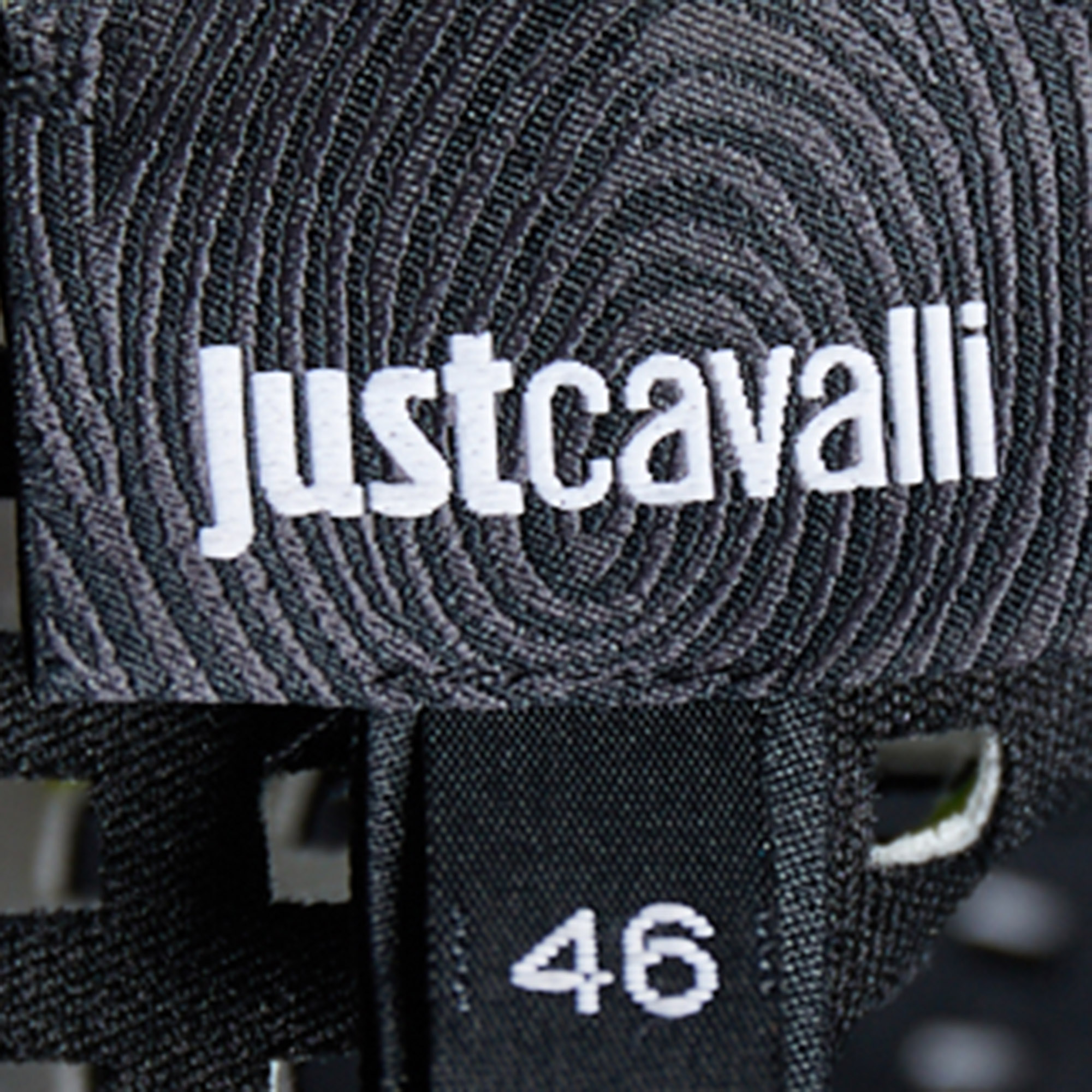 Just Cavalli Black Crepe Contrast Perforated Detail Sleeveless Mini Dress L