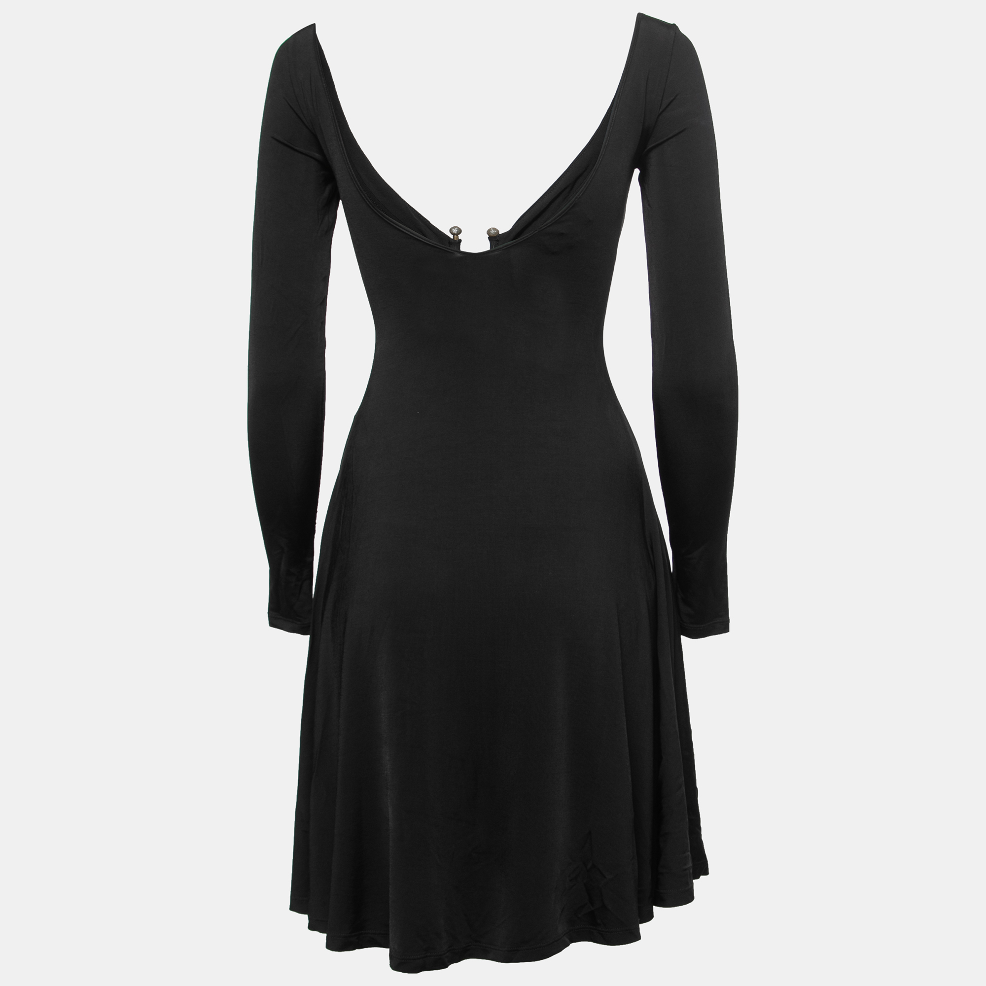 

Just Cavalli Black Jersey U-Ring Ruched Detail Mini Dress