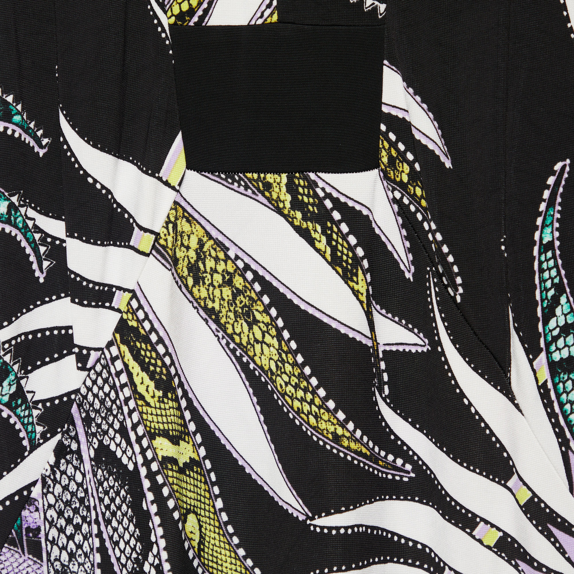 Just Cavalli Black Leaf Print Jersey Cut Out Detail Maxi Dress L