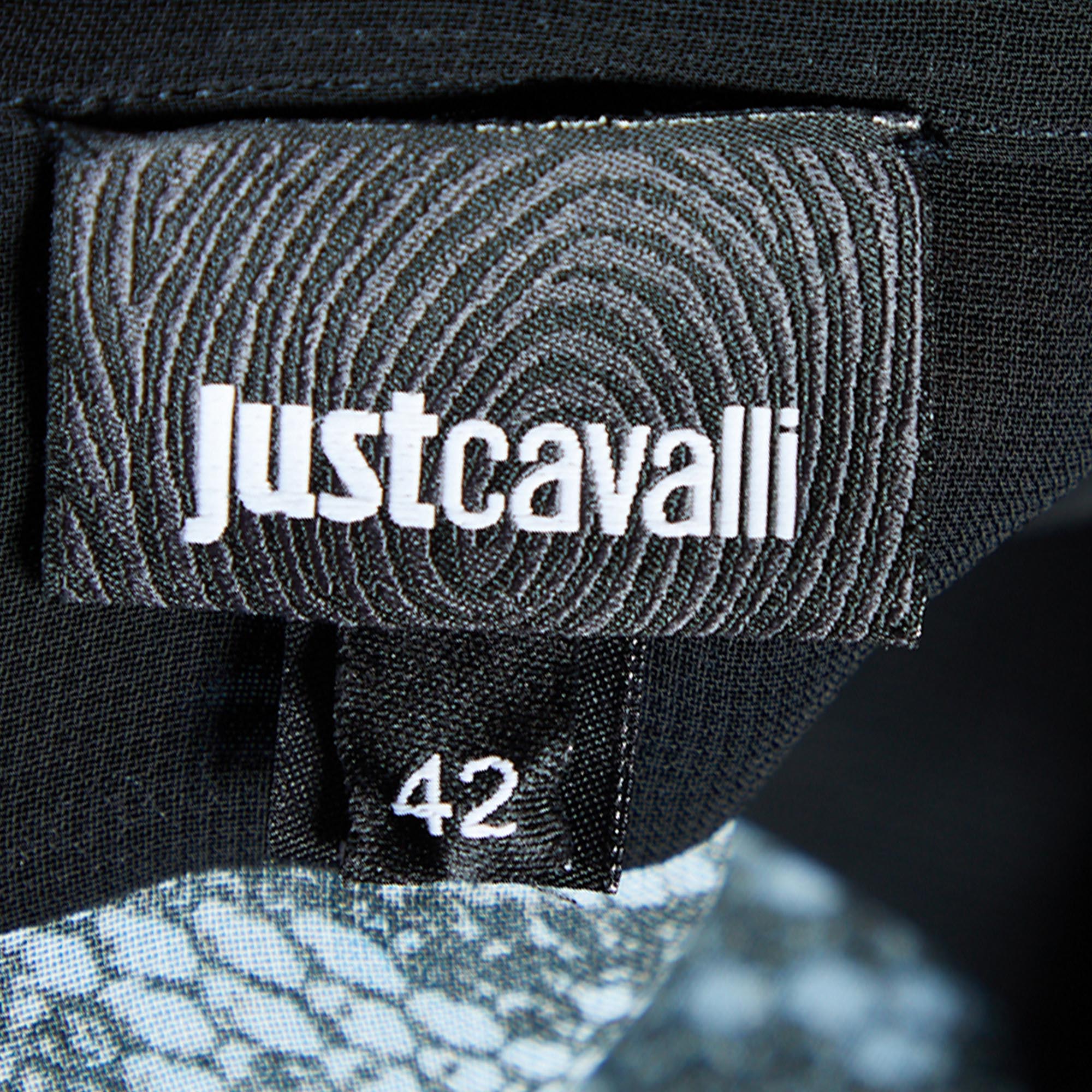 Just Cavalli Multicolour Animal Printed Chiffon  Tie Neck Blouse M