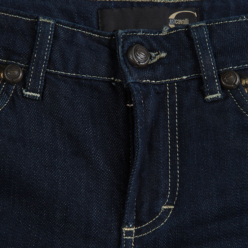 Just Cavalli Indigo Dark Wash Denim Studded Skinny Jeans S