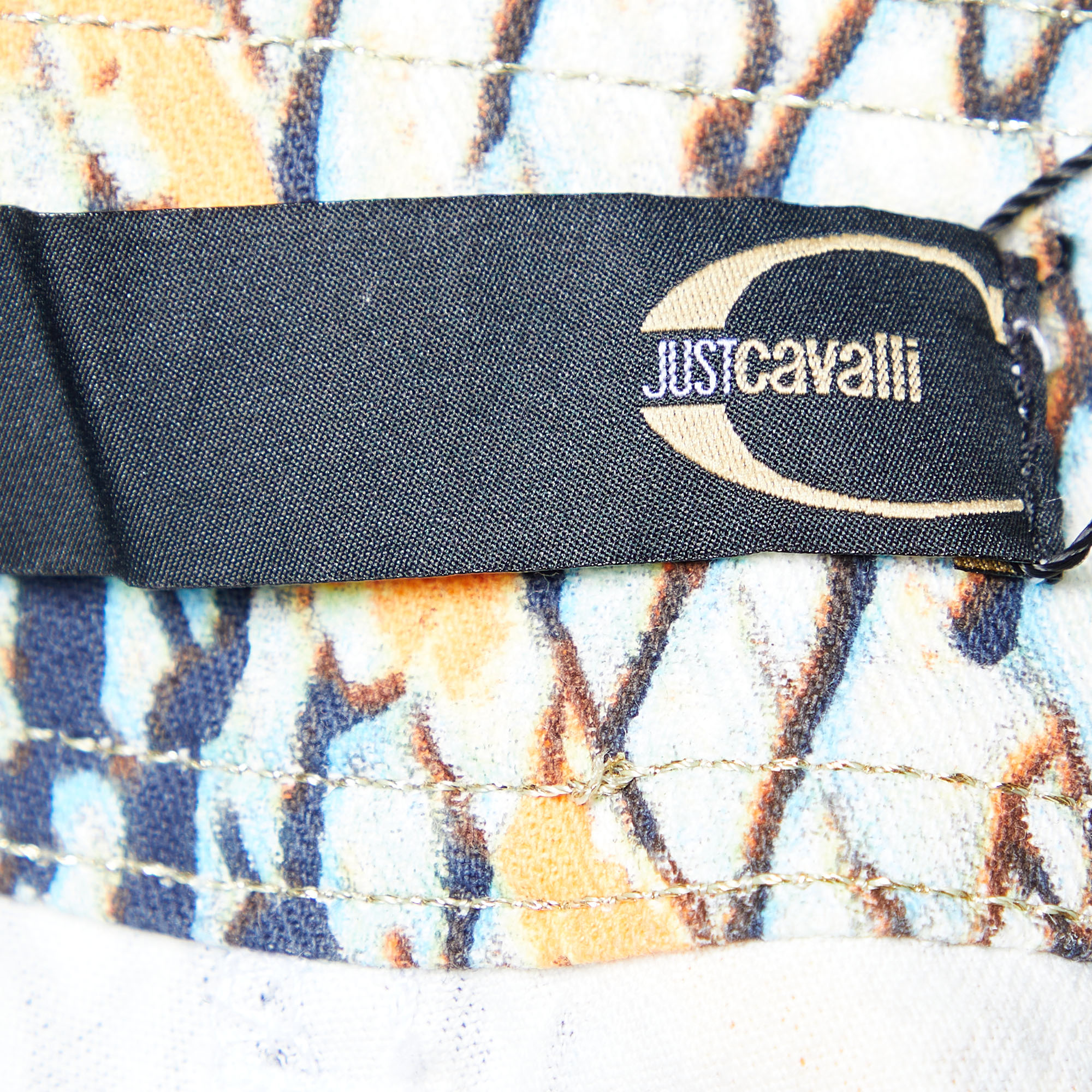 Just Cavalli Multicolor Printed Denim Maxi Skirt S