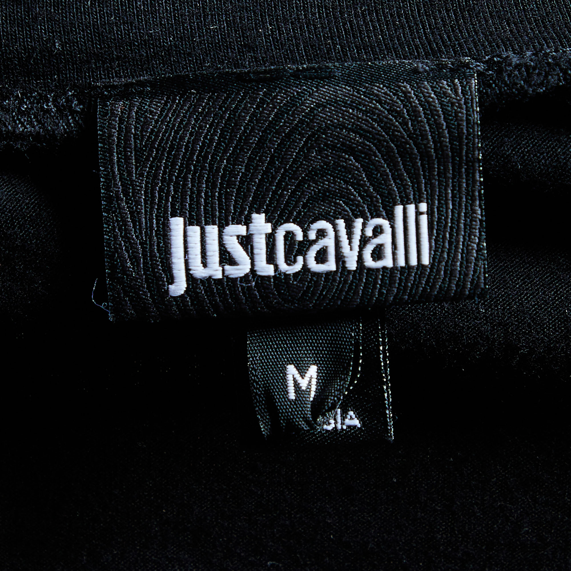 Just Cavalli Black Printed Twill & Cotton Knit Oversized T-Shirt M