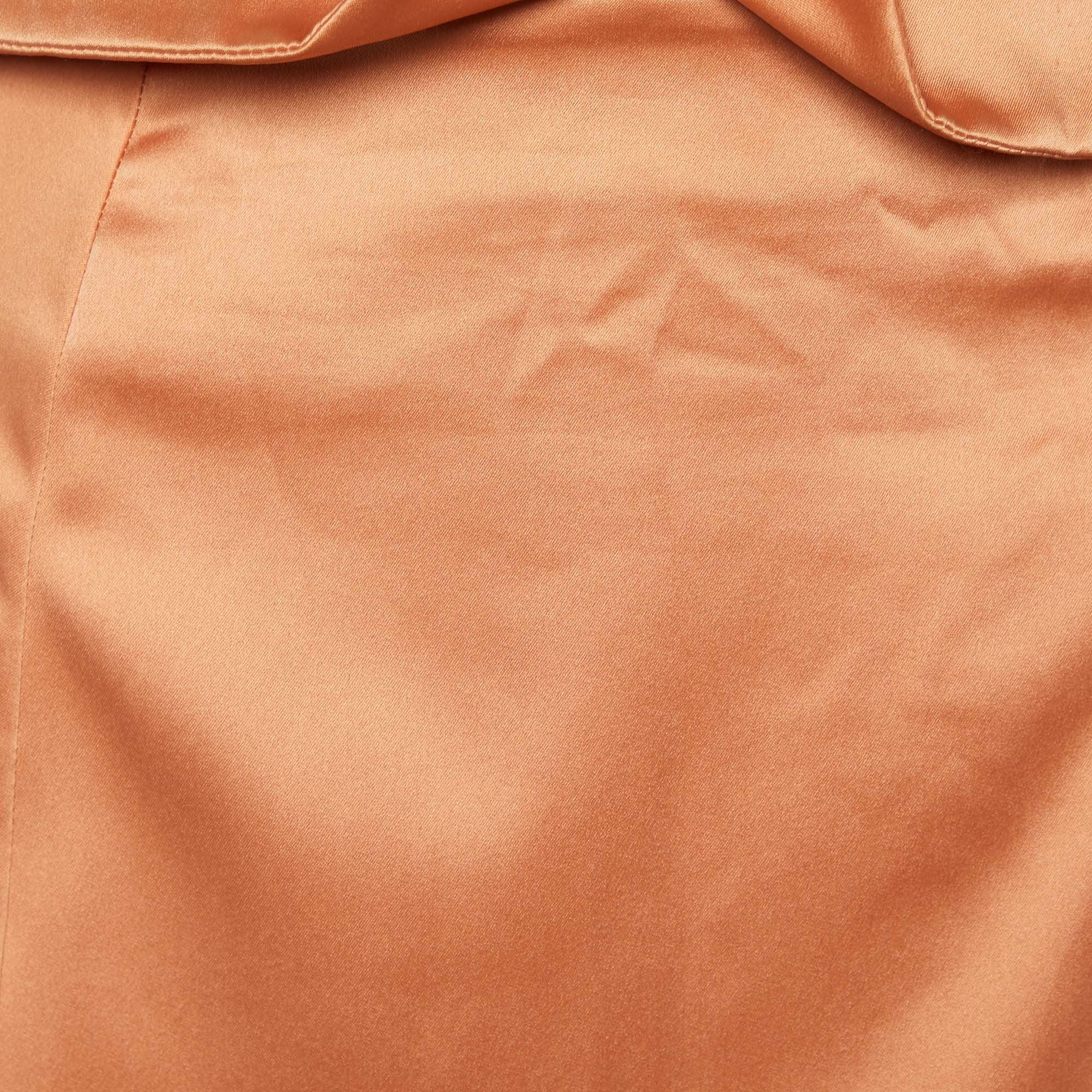 Just Cavalli Salmon Pink Satin Waist Detail Maxi Skirt L