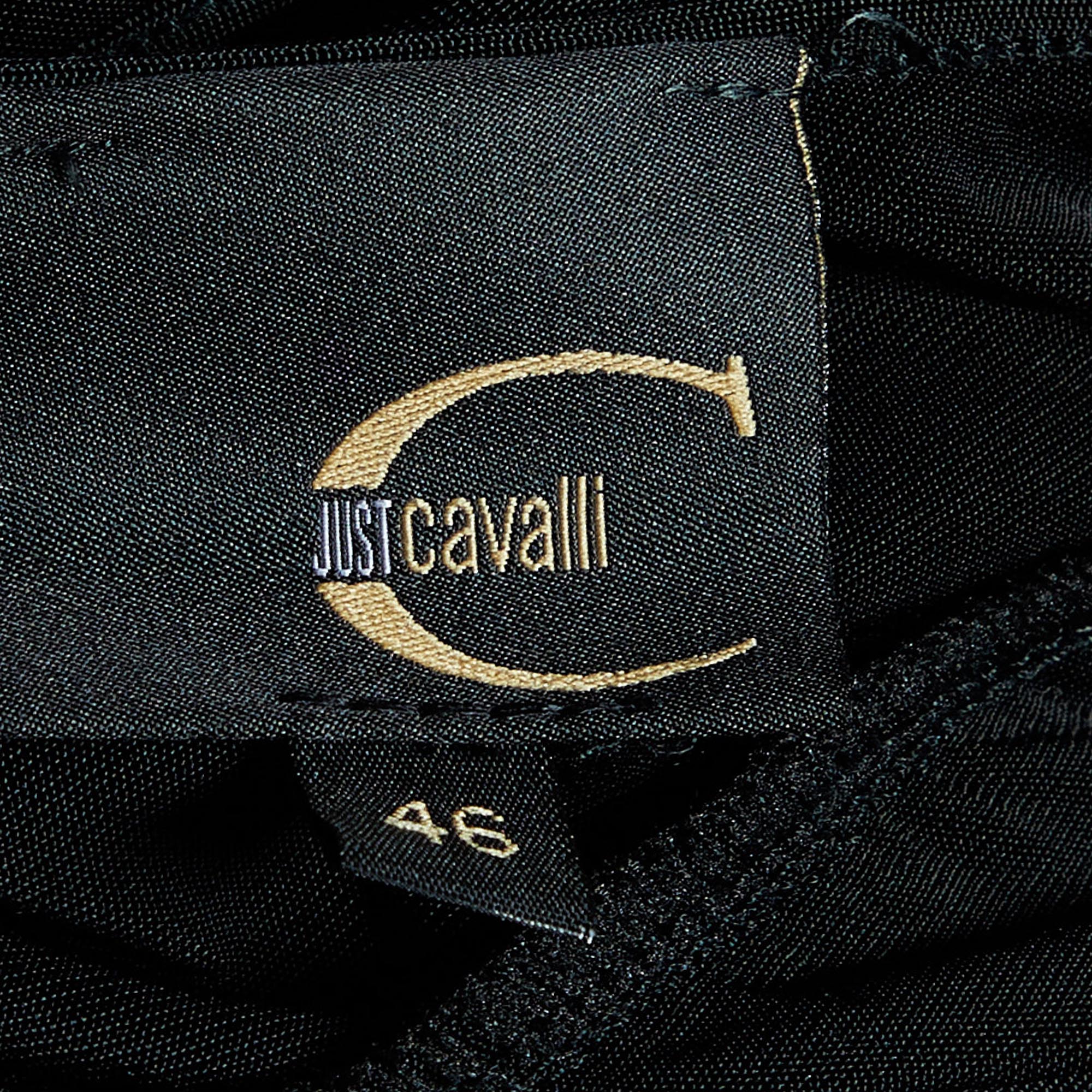 Just Cavalli Black  Jersey Draped Detail Top L
