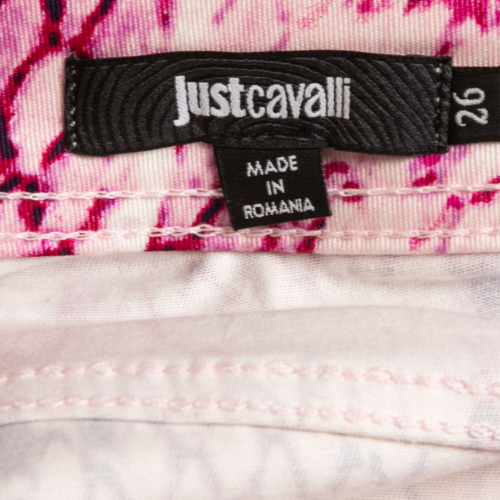 Just Cavalli Pink Snake Printed Denim Skinny Jeans S Waist 26