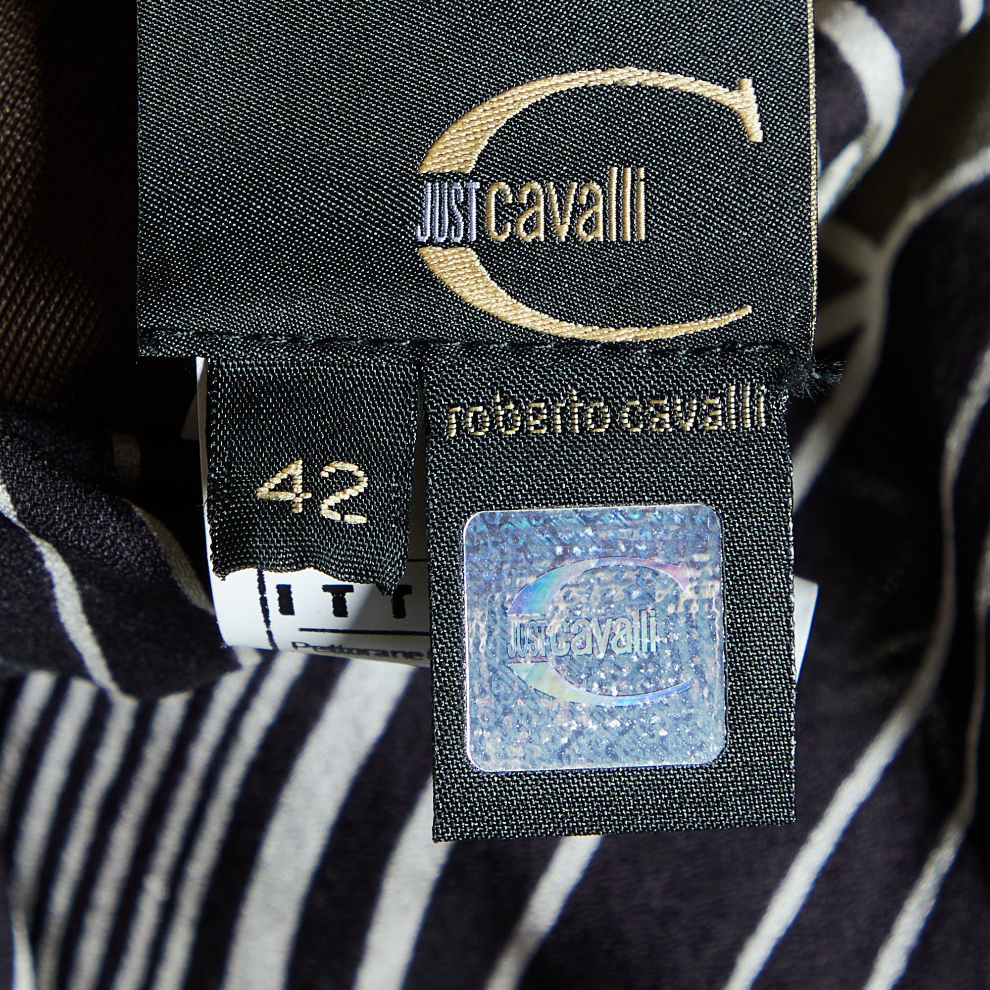 Just Cavalli Brown Printed Silk Sleeveless Top M