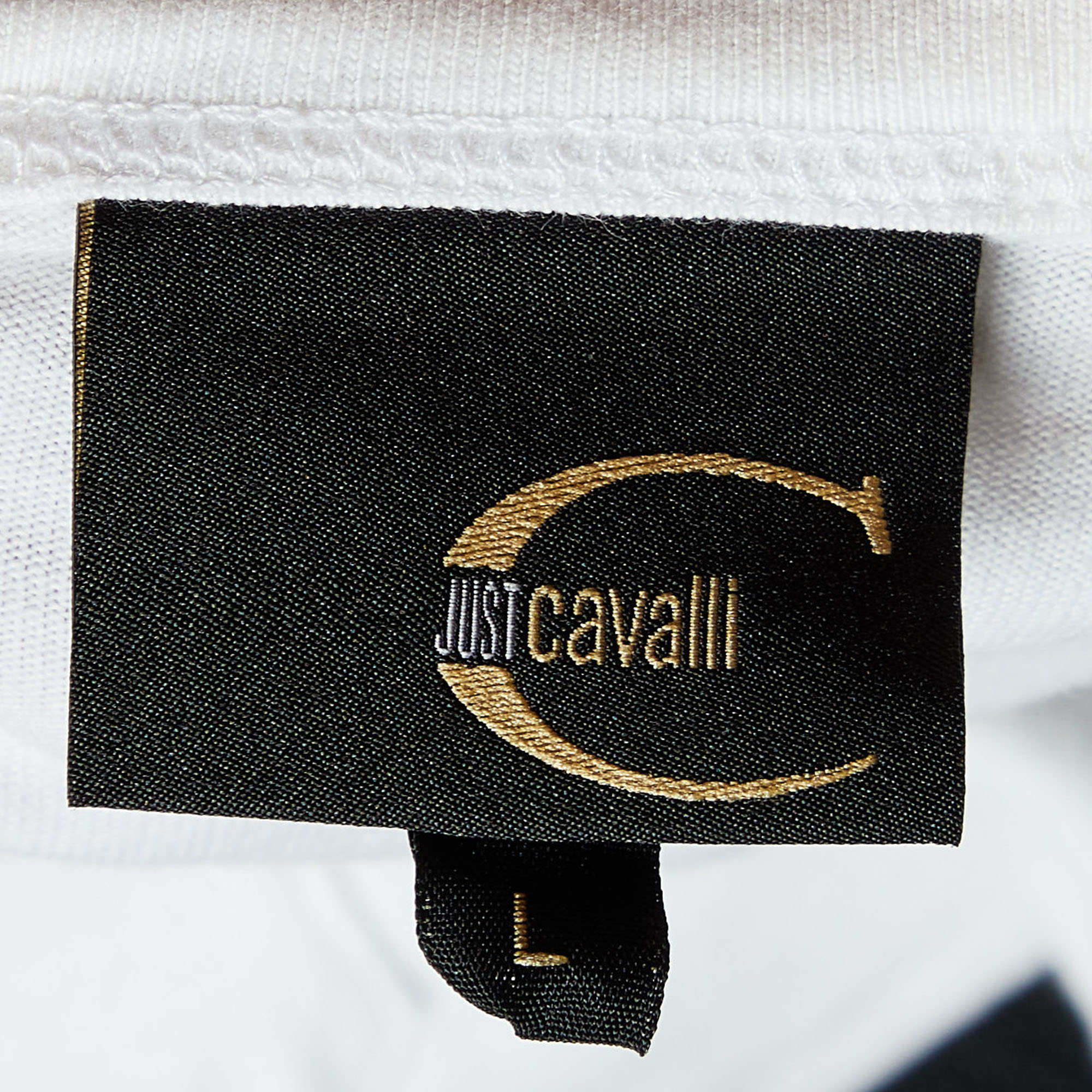 Just Cavalli White Cotton Knit Round Neck T-Shirt L