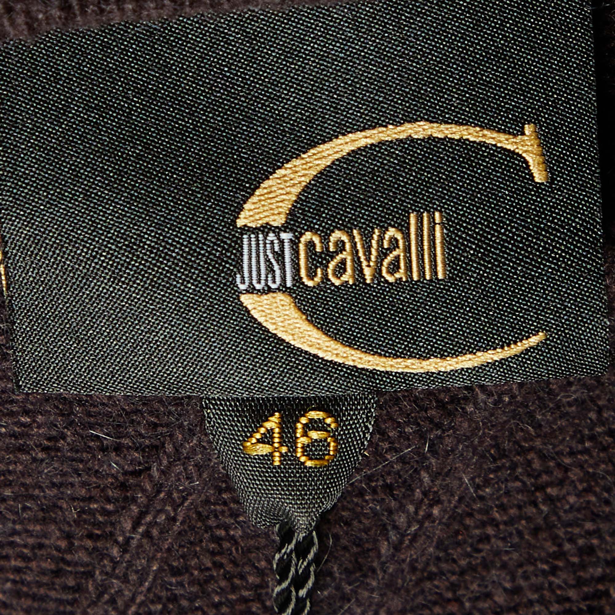 Just Cavalli Brown Silk Knit Button Embellished Tank Top L