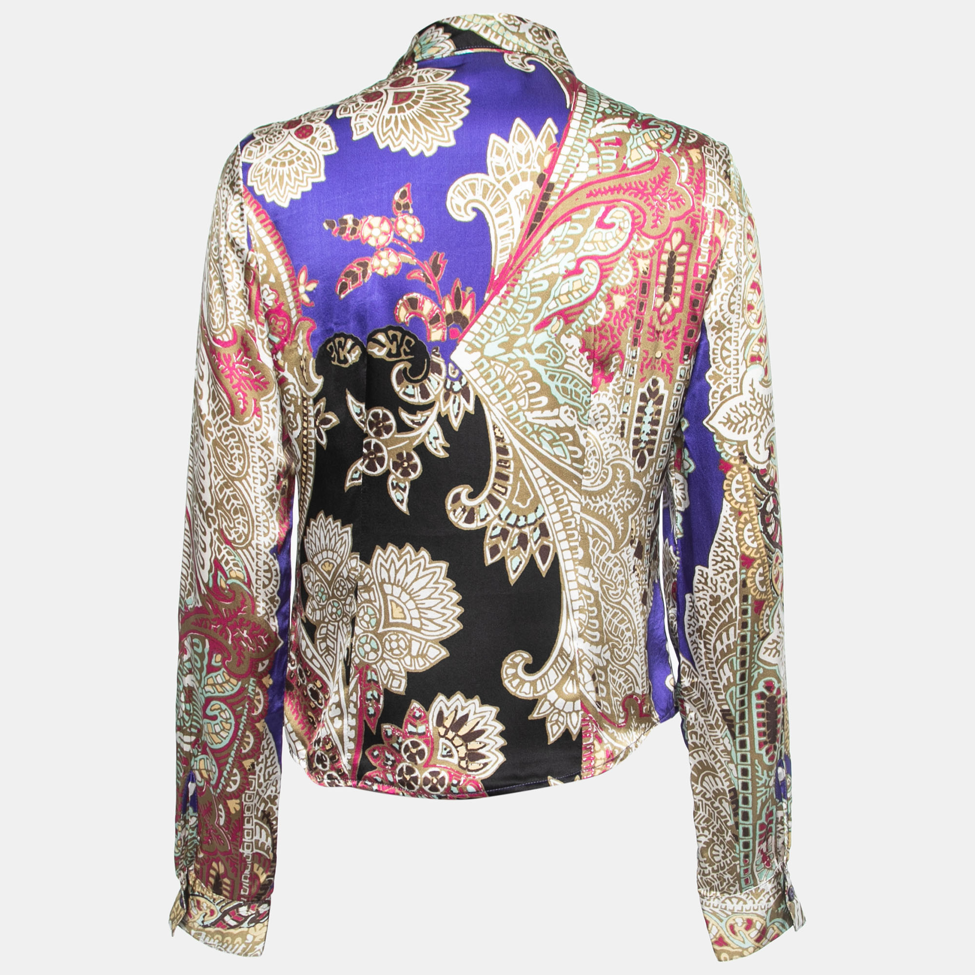 Just Cavalli Multicolor Printed Silk Button Front Shirt M