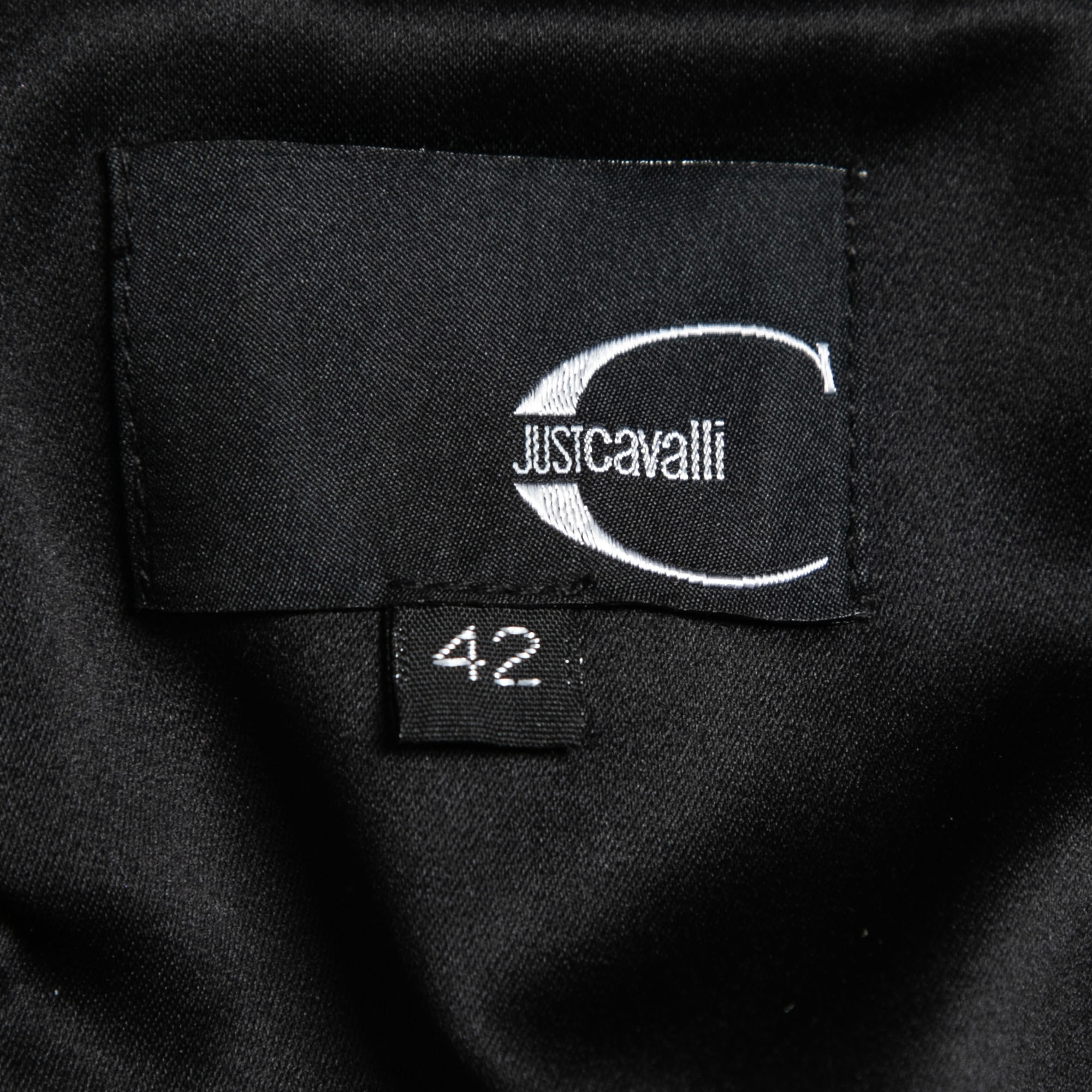 Just Cavalli Black Satin Sleeveless Maxi Dress M