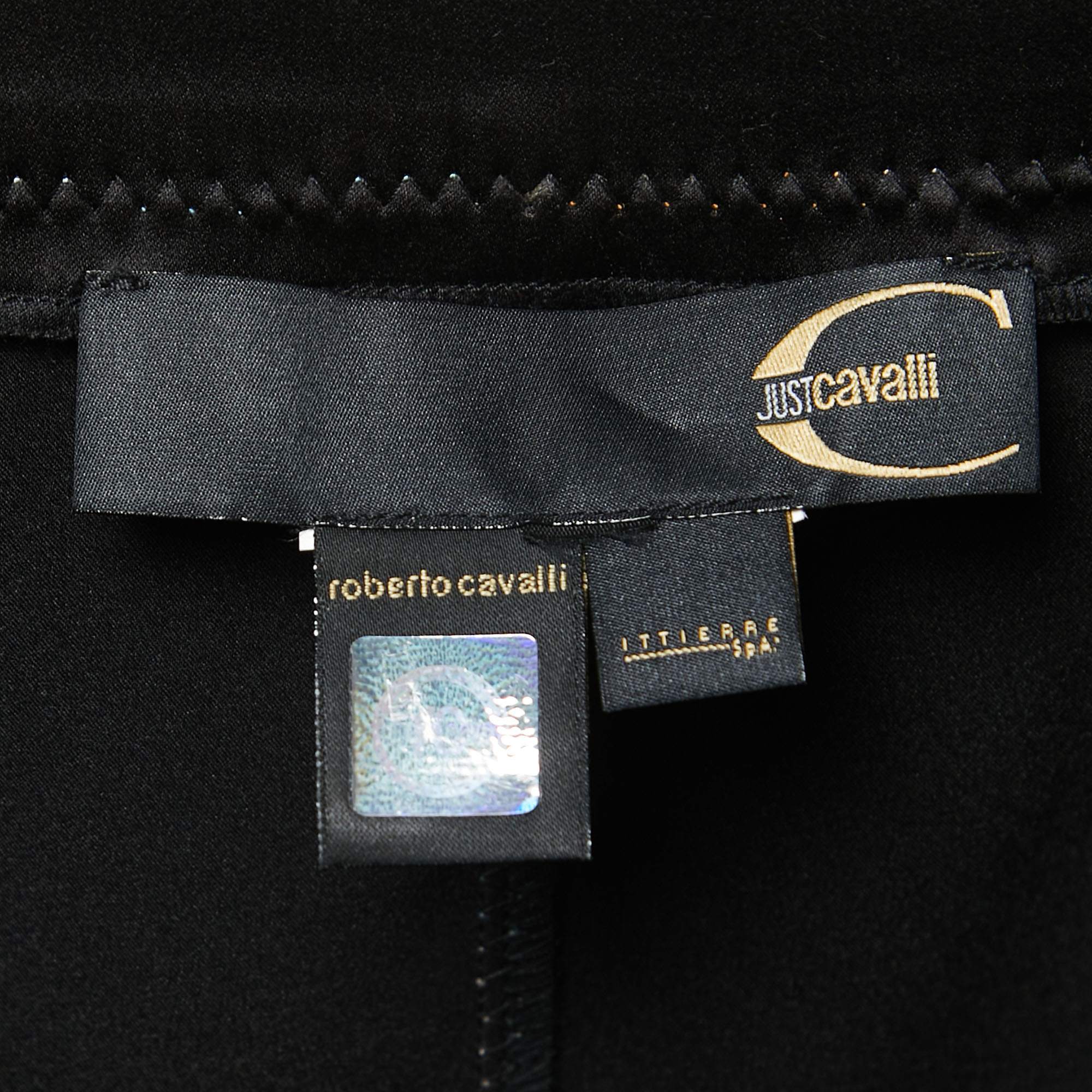Just Cavalli Black Stretch Satin Peplum Skirt M