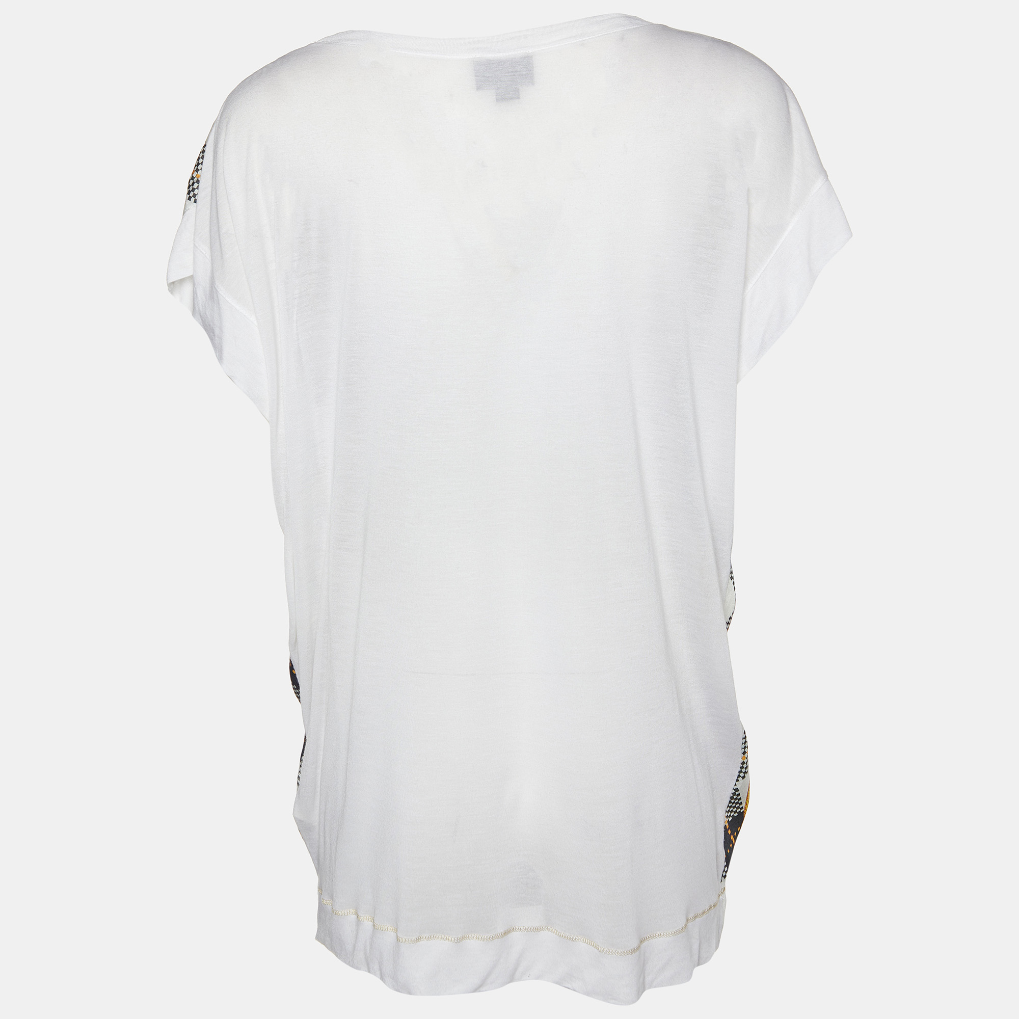 Just Cavalli White Printed Modal Knit Oversized Top S