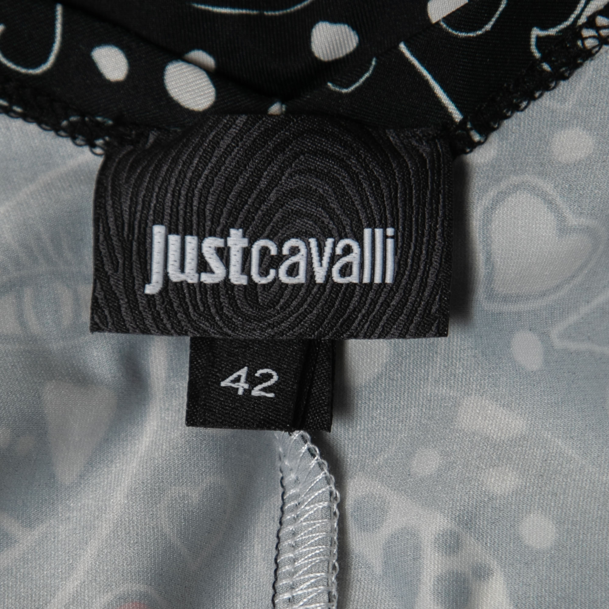 Just Cavalli Black  All-Over Print Stretch Nylon Mini Dress M